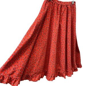 Vtg Candi California Womens Skirt Prairie Red Calico Cottage Core Boho Sz S